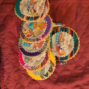 Colorful Embroidered Coasters Set